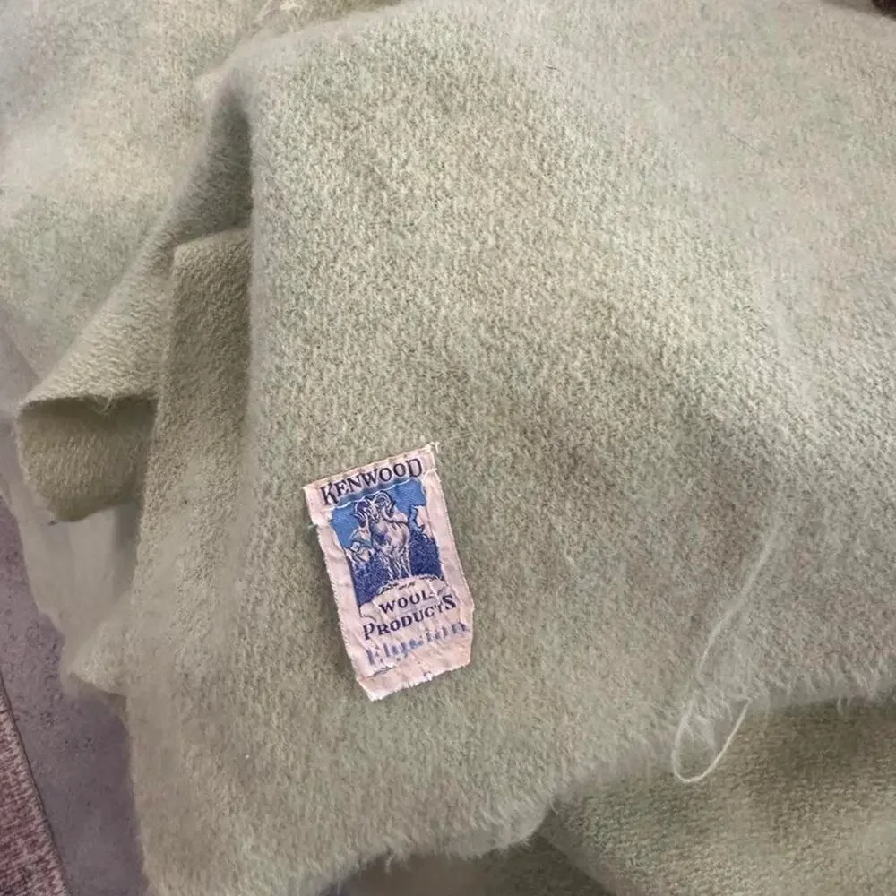 Vintage Kenwood 100% Wool Blanket Throw | Sage Green | Made in England